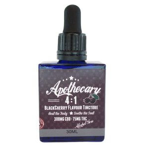 Liquid Medicine Bottle containing 300mg CBD : 75mg THC tincture.